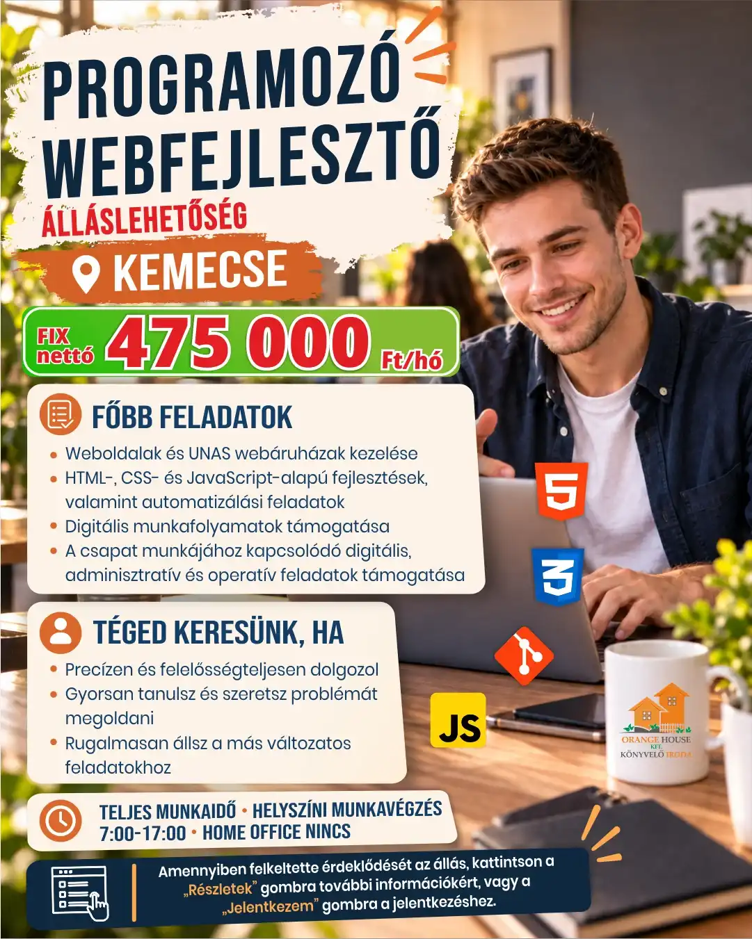 Programozót / webfejlesztőt keresünk Kemecsére